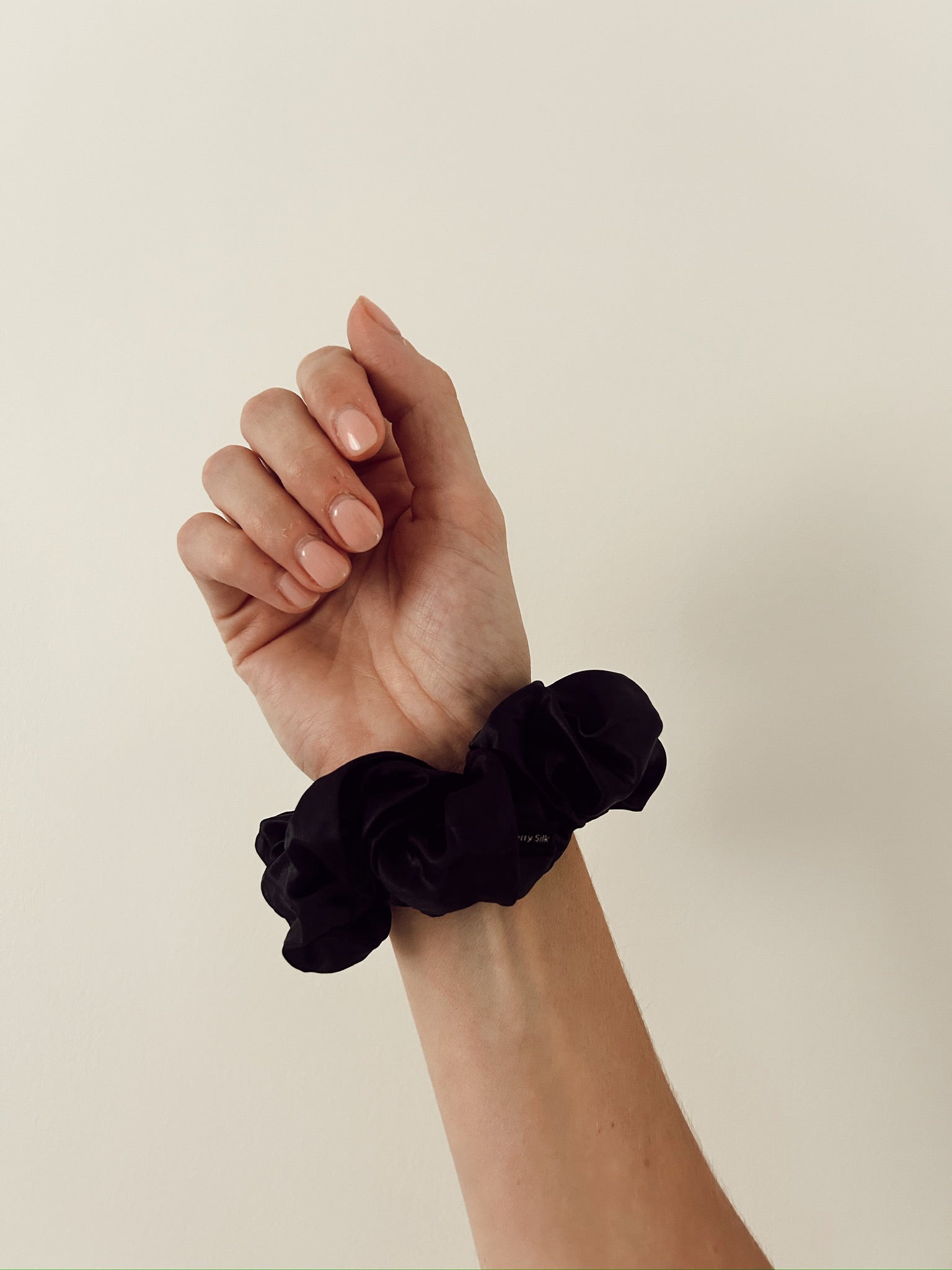 Black mulberry silk scrunchie