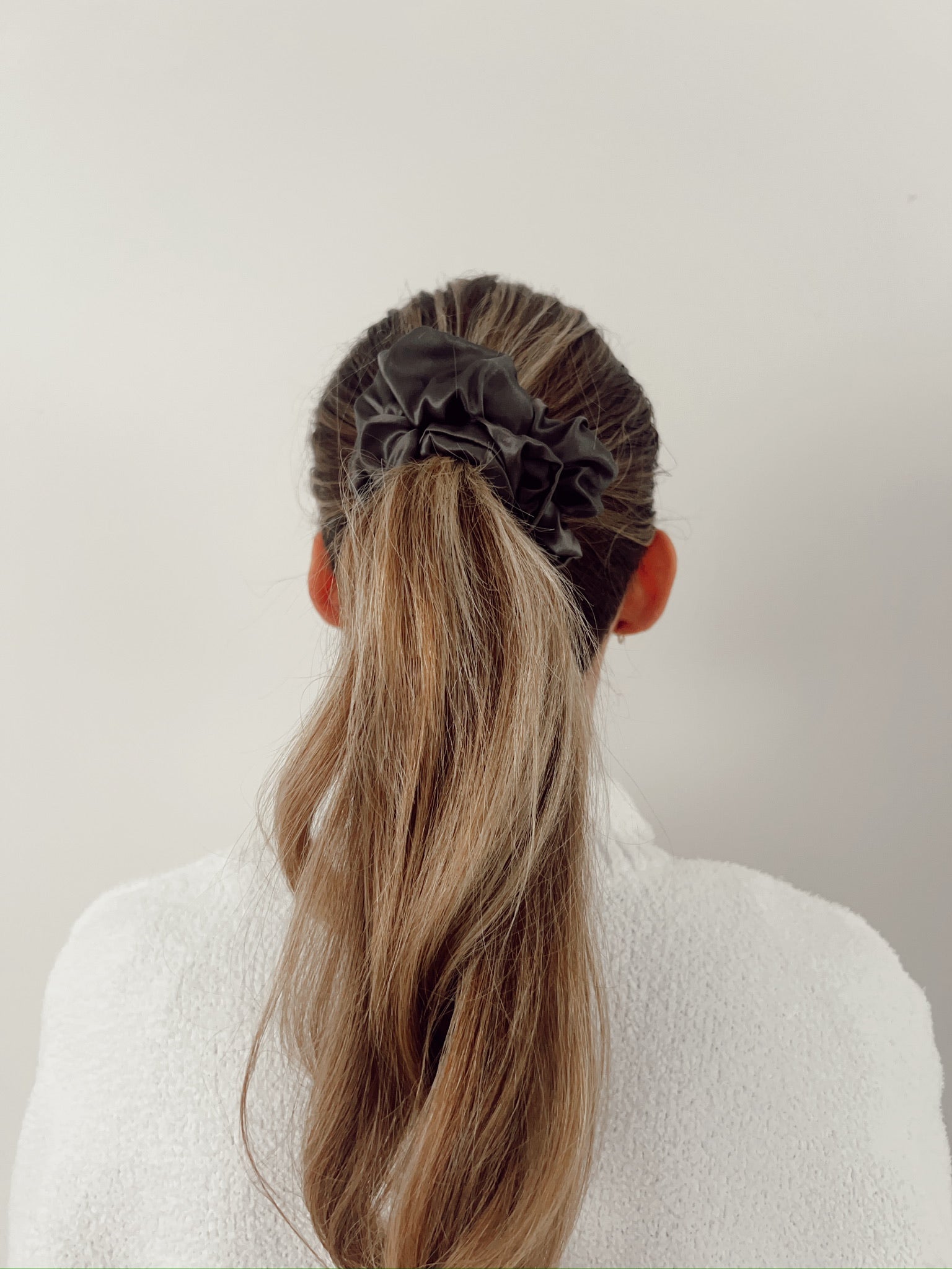 Grey Silk Scrunchie