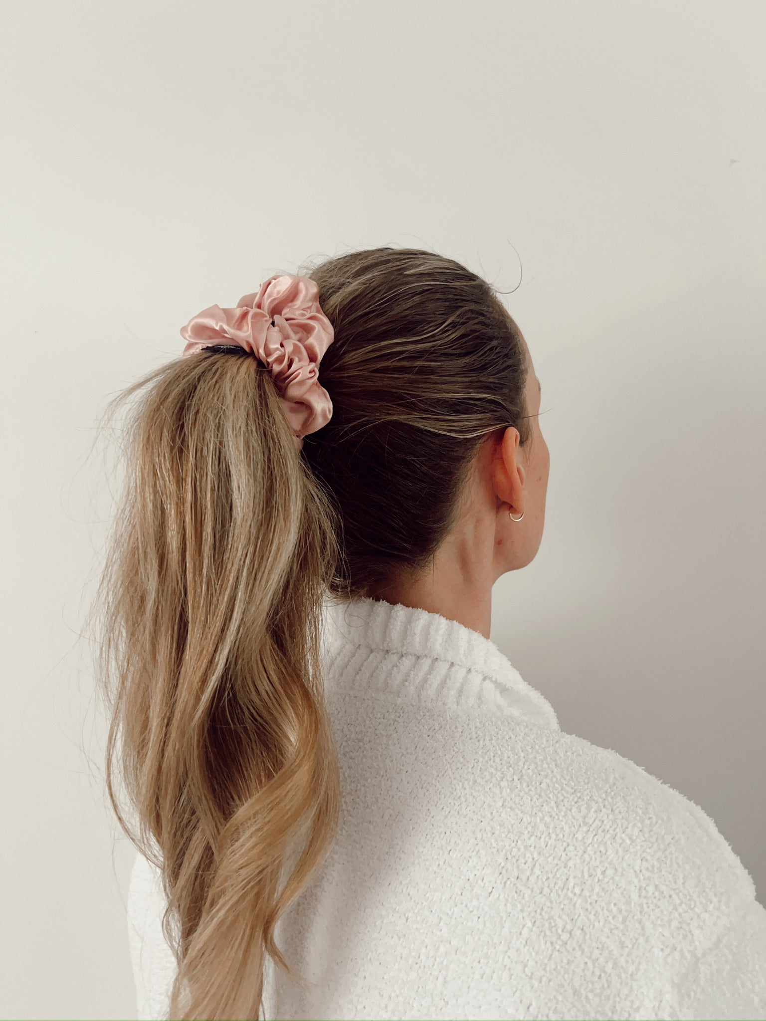 Soft Pink Silk Scrunchie