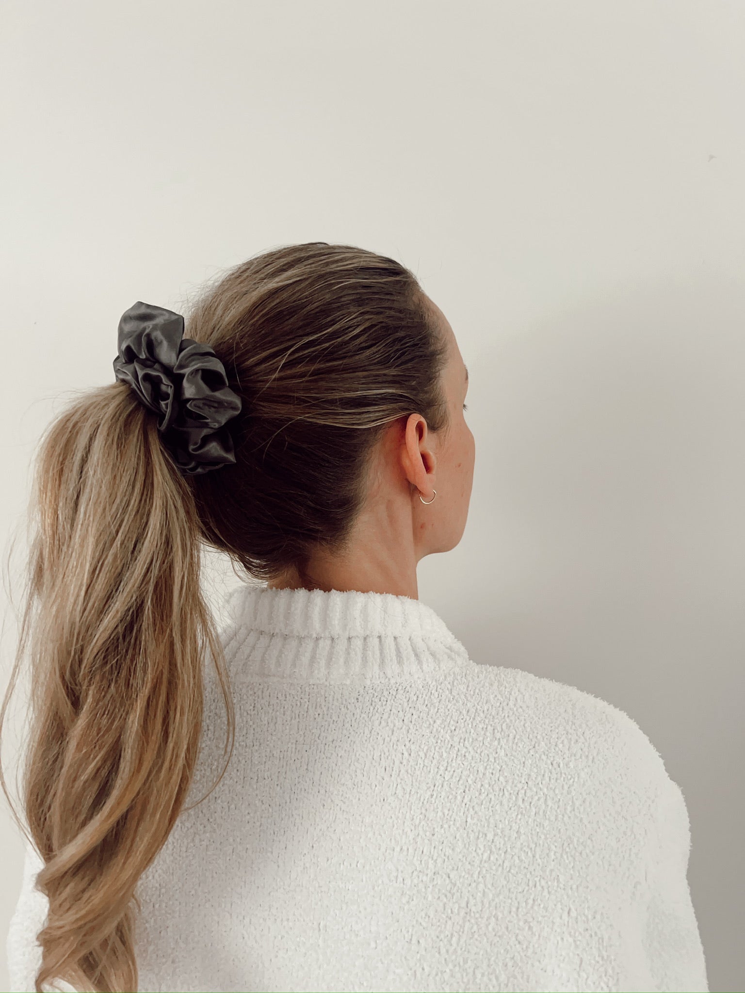 Grey Silk Scrunchie